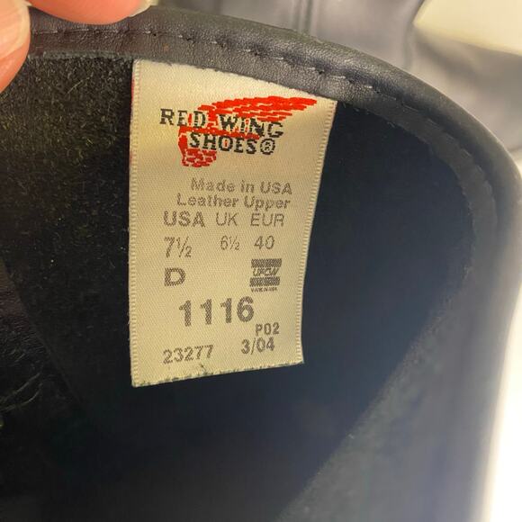 Mens Vintage Redwing Pecos 1116 Black Leather Cowboy Work Boots Pull On Size 7.5 - Picture 8 of 13